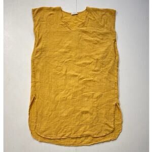 StarkX 100% Cotton Yellow Gauze Dress / Sz M / Minimal Boho Hippie Tunic